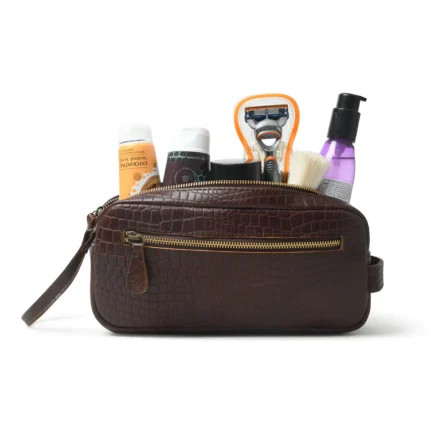 Croco Leather Toiletry Bag - Image 6