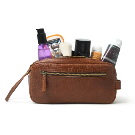 Leather Groomsmen Gift - Leather Toiletry Bag - Image 6