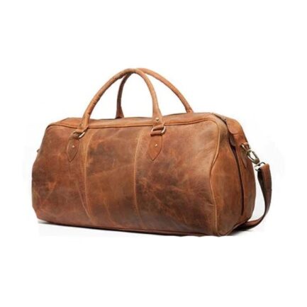 BROWN GENUINE LEATHER DUFFEL BAG | WEEKENDER LEATHER BAG - Image 5