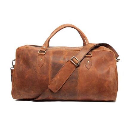 BROWN GENUINE LEATHER DUFFEL BAG | WEEKENDER LEATHER BAG