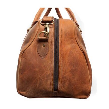 BROWN GENUINE LEATHER DUFFEL BAG | WEEKENDER LEATHER BAG - Image 3