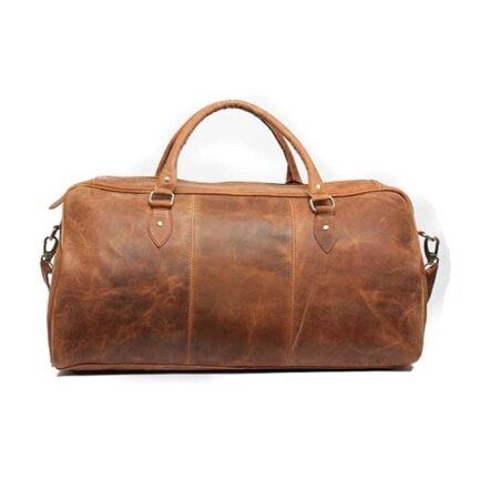 BROWN GENUINE LEATHER DUFFEL BAG | WEEKENDER LEATHER BAG - Image 4