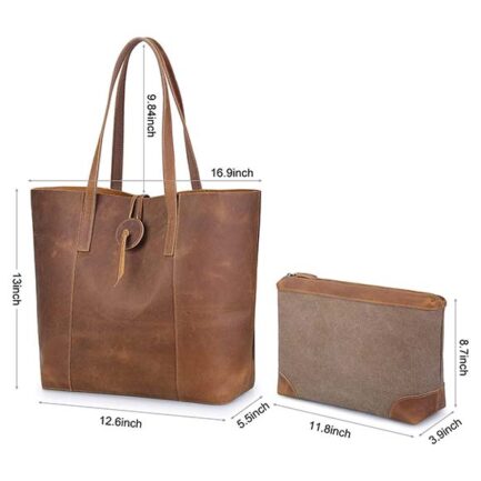 BROWN VINTAGE LEATHER HANDBAG FOR WOMEN - Image 4