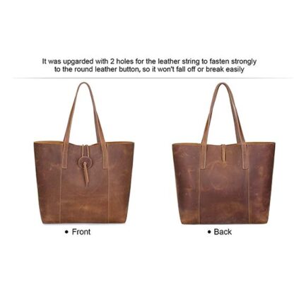 BROWN VINTAGE LEATHER HANDBAG FOR WOMEN - Image 2