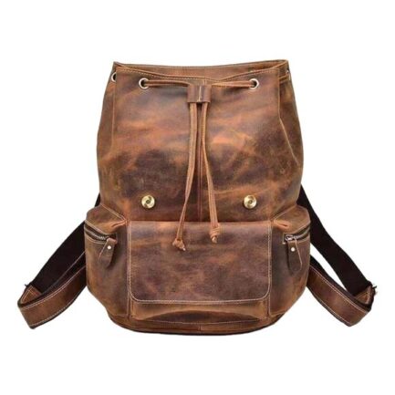 VINTAGE LEATHER BROWN BAG | UNISEX LEATHER BACKPACK - Image 4