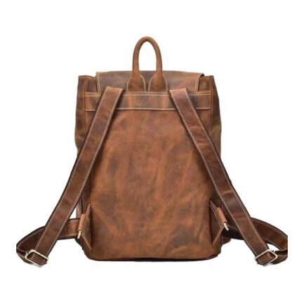 VINTAGE LEATHER BROWN BAG | UNISEX LEATHER BACKPACK - Image 5