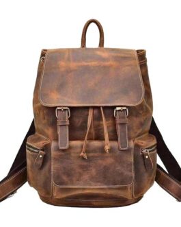 VINTAGE LEATHER BROWN BAG | UNISEX LEATHER BACKPACK