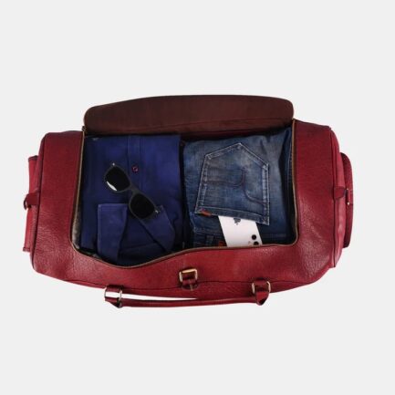 DUFFLE BURGUNDY LEATHER BAG 24 INCHES - Image 3