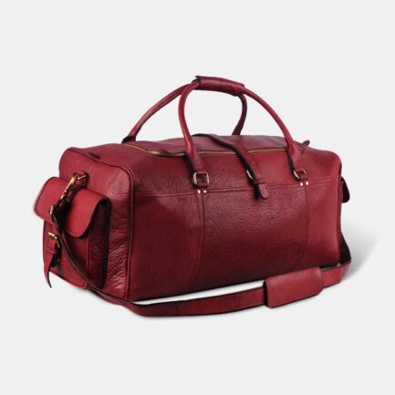 DUFFLE BURGUNDY LEATHER BAG 24 INCHES - Image 2