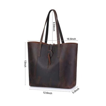 DARK BROWN VINTAGE LEATHER HANDBAG FOR WOMEN - Image 4