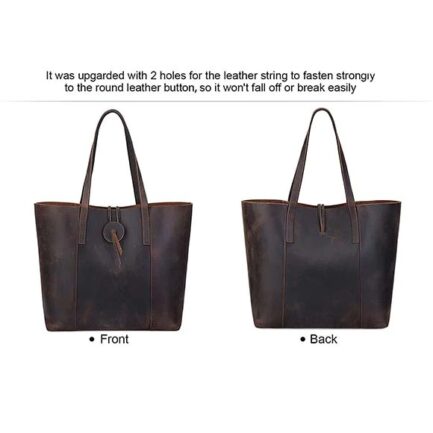 DARK BROWN VINTAGE LEATHER HANDBAG FOR WOMEN - Image 2