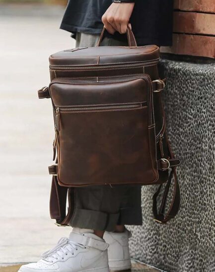 GENUINE LEATHER BACKPACK | TRAVEL RUCKSACK BAG - Image 3