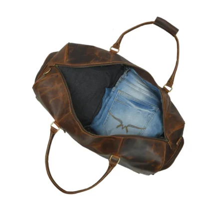 BROWN LEATHER DUFFLE BAG | BUFFALO LEATHER BAG FOR MEN - Image 3