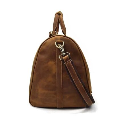 HANDMADE GENUINE BROWN DUFFEL BAG - Image 4