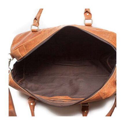 BROWN GENUINE LEATHER DUFFEL BAG | WEEKENDER LEATHER BAG - Image 2