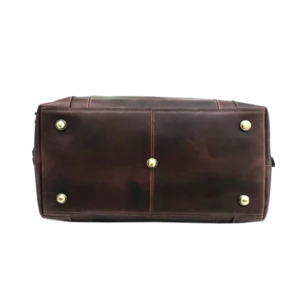 BUFFALO LEATHER BURGUNDY BAG | HANDMADE DUFFLE BAG - Image 4