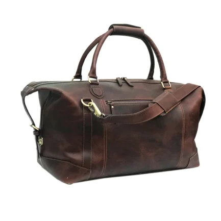 BUFFALO LEATHER BURGUNDY BAG | HANDMADE DUFFLE BAG - Image 3