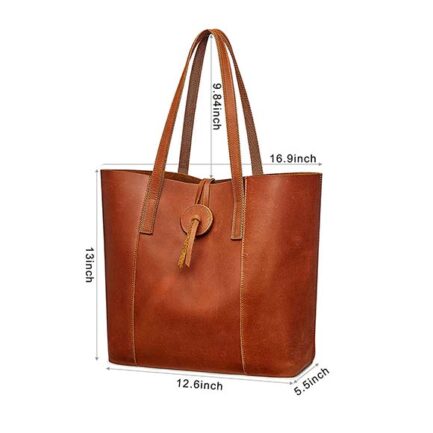 ORANGE VINTAGE LEATHER HANDBAG FOR WOMEN - Image 5