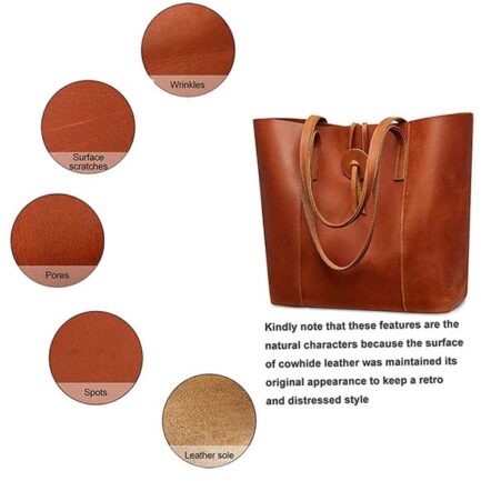 ORANGE VINTAGE LEATHER HANDBAG FOR WOMEN - Image 3