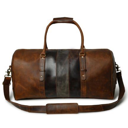 RETRO LOOK LEATHER DUFFLE BAG | TRAVELING LEATHER BAGS