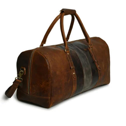 RETRO LOOK LEATHER DUFFLE BAG | TRAVELING LEATHER BAGS - Image 2