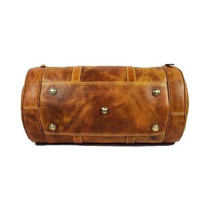 BARREL STYLE TRAVEL LEATHER DUFFLE BAG - Image 4