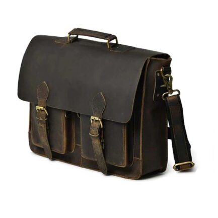 VINTAGE LEATHER BRIEFCASE BAG | FULL GRAIN LEATHER BAG - Image 4